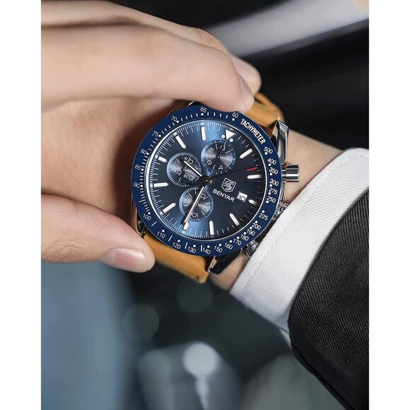 ⚡ Analog Quartz Chronograph 30M Waterproof Watch Elegant Gift for Men Business - Picture 5 of 8